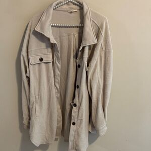 Twenty Ten Cream Button Up Fleece Shacket Womens Plus Size 1X Jacket Lightweight